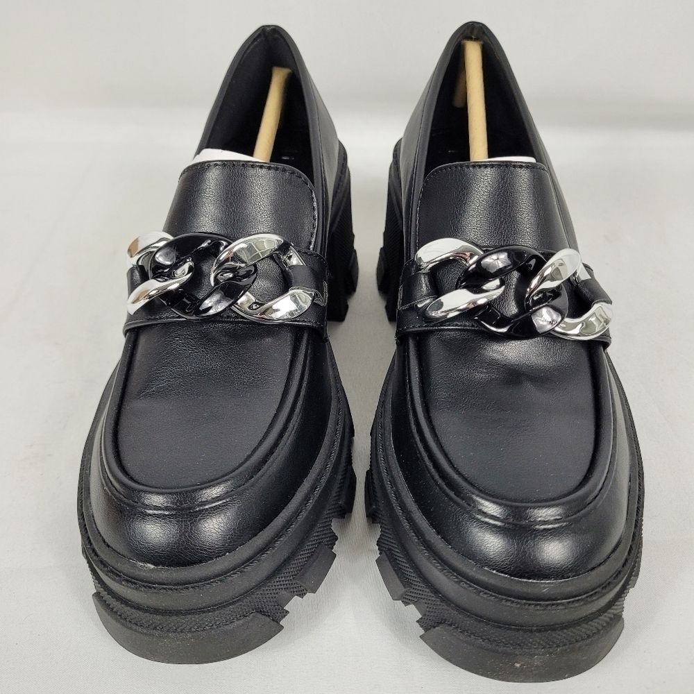 NIB JustFab Drew Lug Sole Loafers Black Size 8 MSRP $65 - Picture 2 of 9